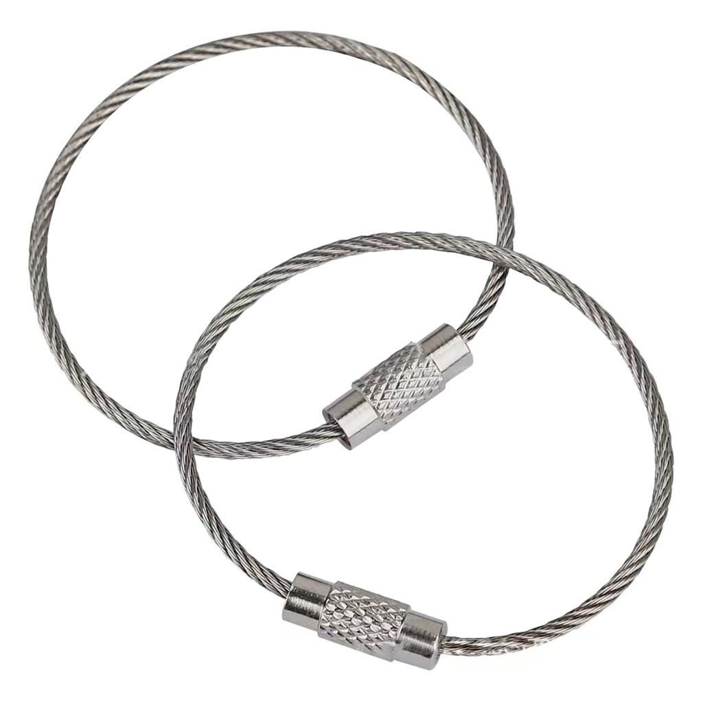 10 Pcs Stainless Steel Wire Keychains Luggage Label Loop Cables Key Rings Loop for Outdoor Hiking Home Car Keys
