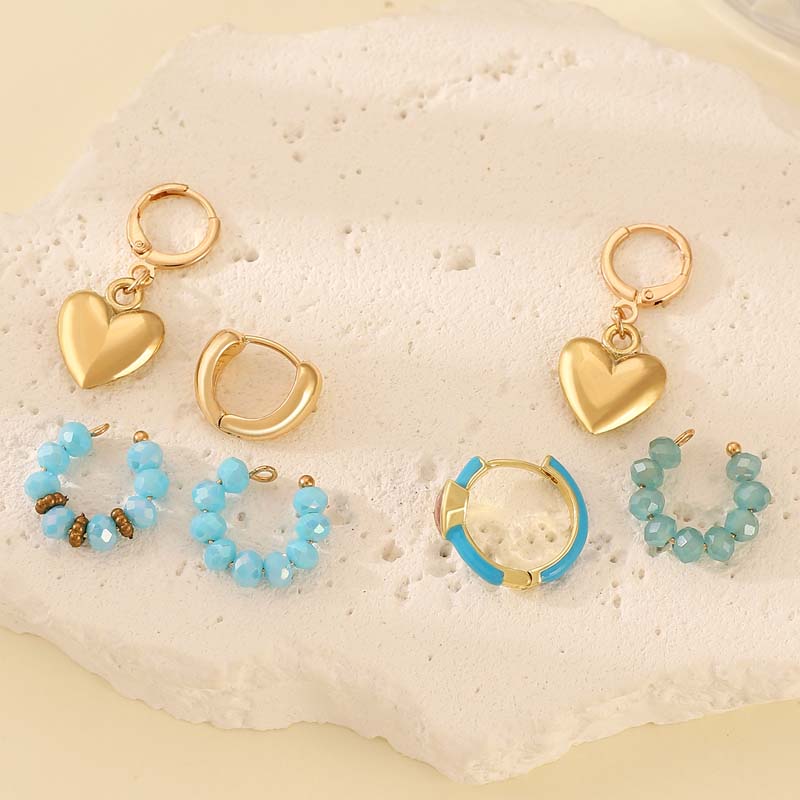 Vintage Multilayer Beaded Ear Clip for Women Fashion Metal C-Shaped Non-Piercing Ear Cuff Earrings Party Jewelry Set Gifts New