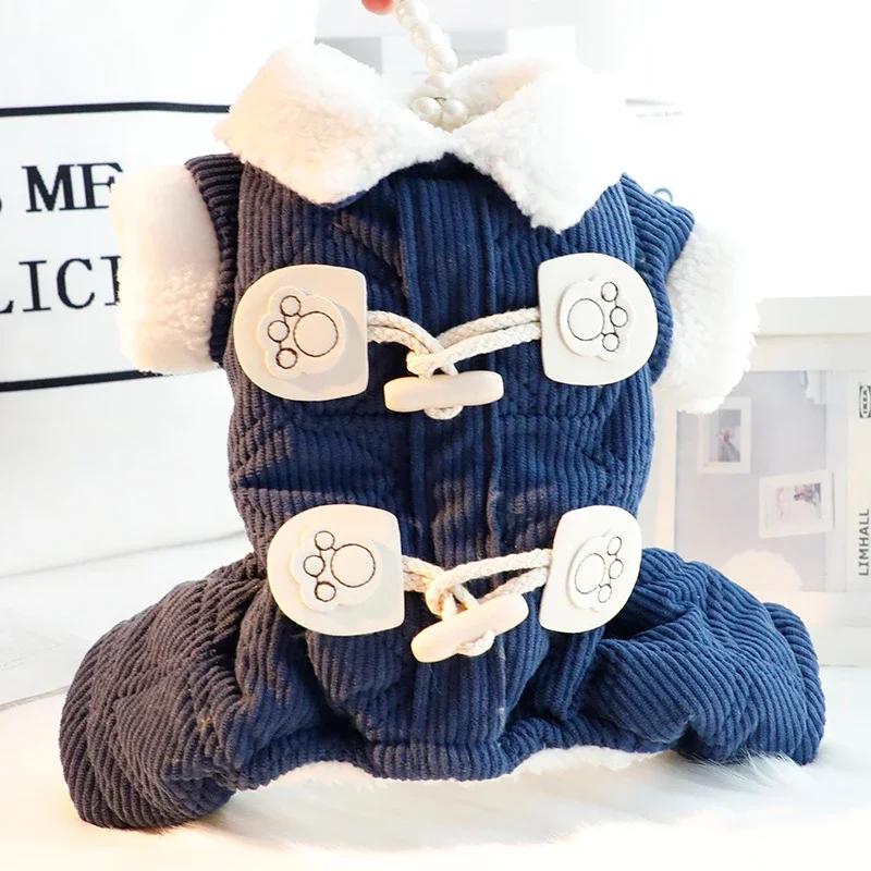 

Thcken Warm Dog Clothing Jumpsuit Winter Pet Coat Outfit Yorkshire Pomeranian Maltese Poodle Bichon Frise Schnauzer Dog Clothes XS（old） темно-синього кольору