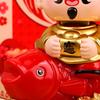 Solar God of Wealth Figurine Golden Red Carp Auto Nodding Fortune God Statue Chinese New Year Spring Festival Desktop Decoration