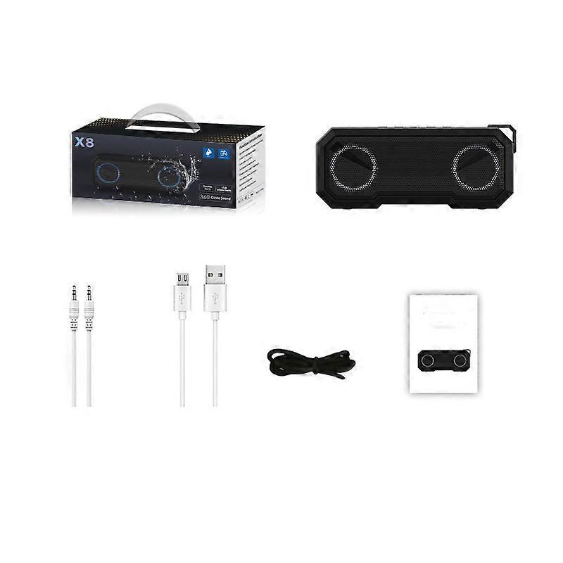 IPX7 Waterproof, Dustproof and Shockproof Bluetooth Speaker Dual Drive Portable Home Wireless AudioBlack