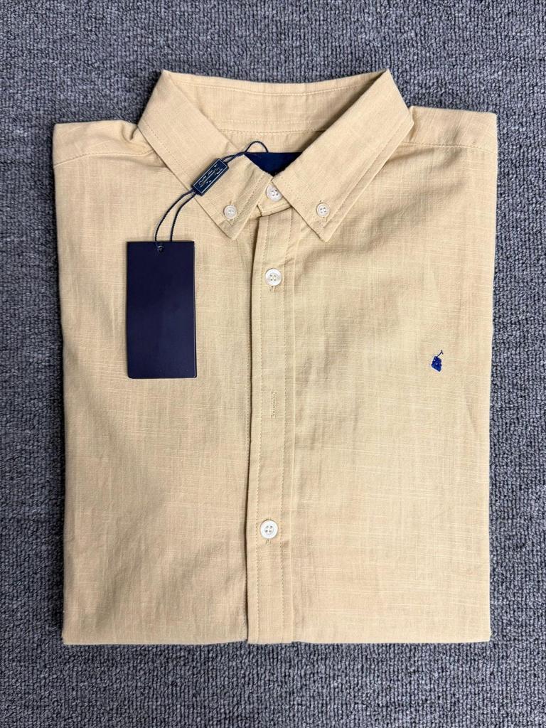 Raf Cotton and Linen Long Sleeve Shirt with Horse Embroidery - Classic Lapel, Old Money Style, New Arrival for Spring, Autumn, Summer