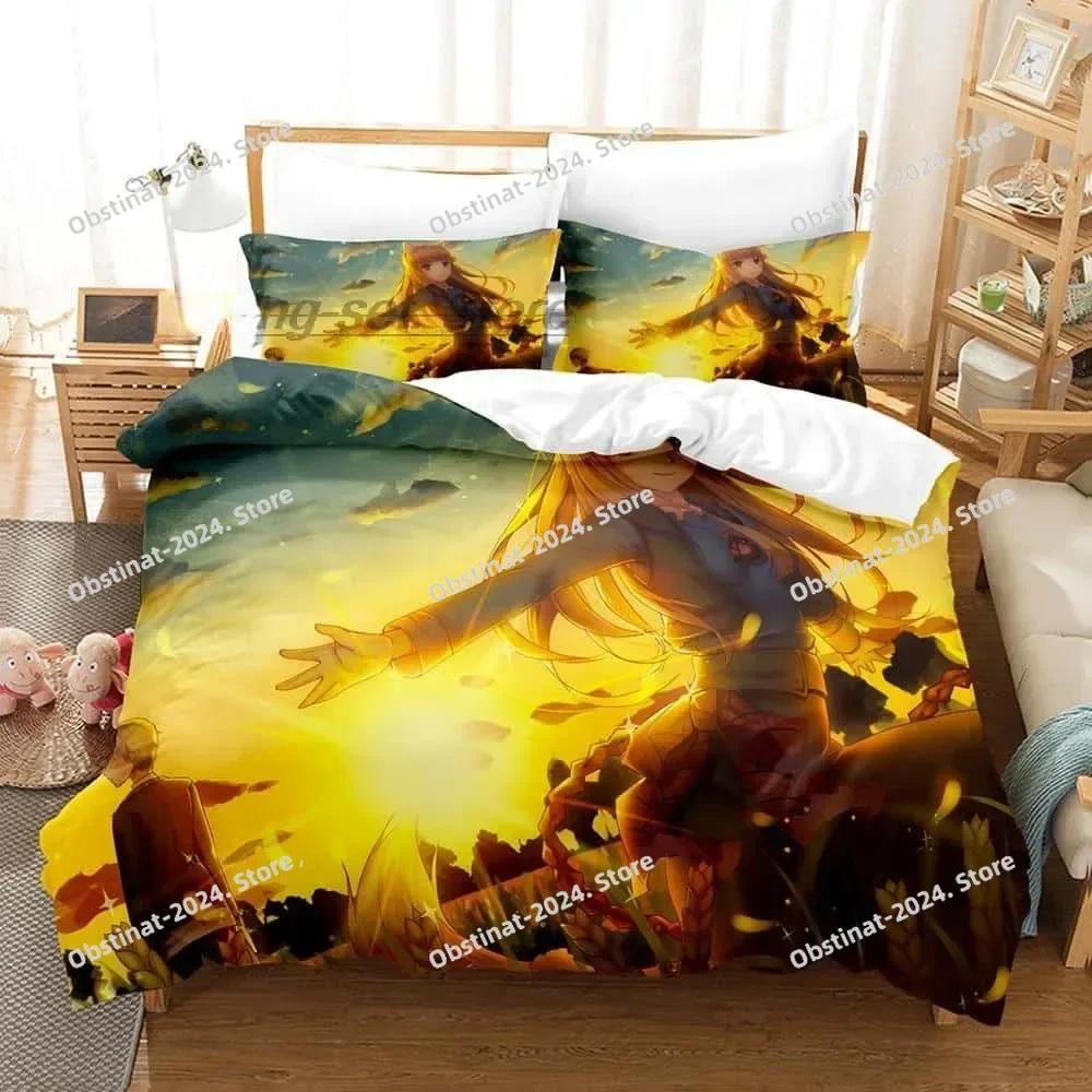 3D Anime Spice and Wolf Bedding Set Single Twin Printed With Pillowcase Bed Duvet Cover Soft Single Double Queen Super King Size