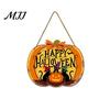 Outdoor Door Hanger Happy Halloween Sign, Spooky Wooden Pumpkin Front Waterproof Sign for Farmhouse Porch Wall Hanging Decor Wreath Alternative