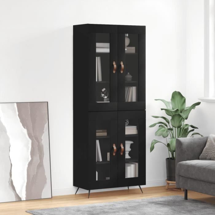VidaXL Buffet haut Noir 69,5x34x180 cm Bois d'ingénierie 3198250