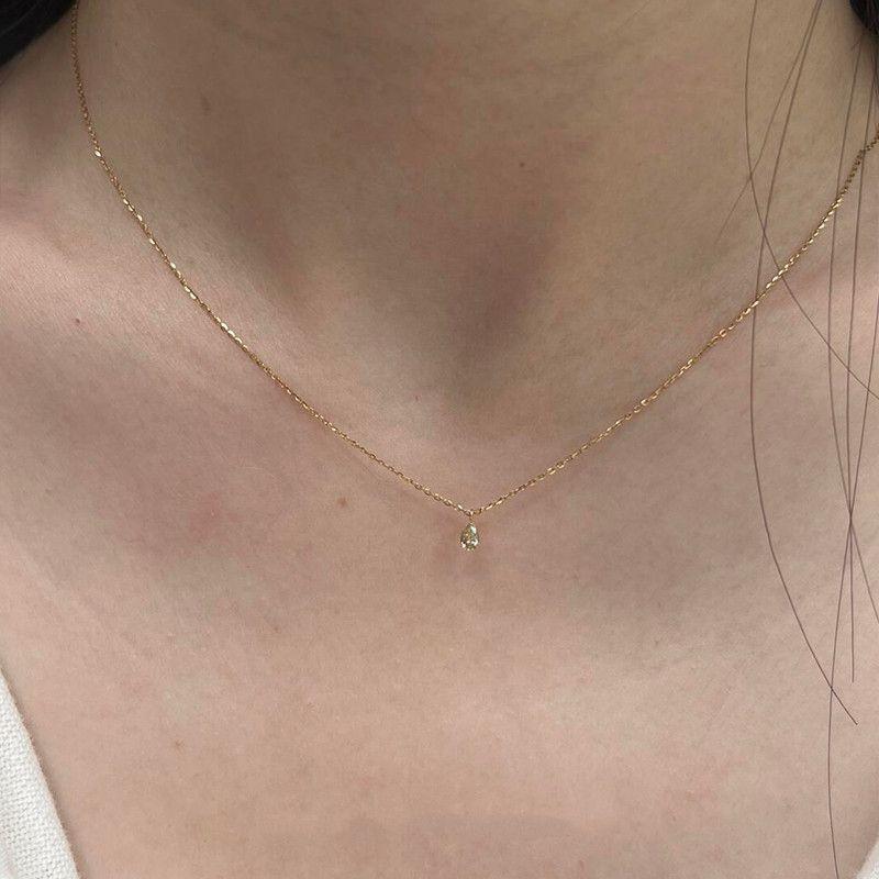 European & American Style Ultra-Fine Clavicle Necklace with Simple Bubble Round Ring & Rhinestone Design