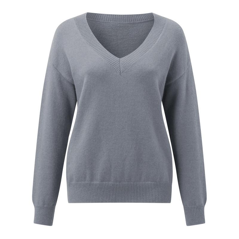 Women S Long Sleeve V Neck Loose Knit Pullover Sweater
