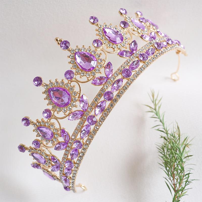 Korona Panny Młodej Barokowa Woda Diament Nakrycie Głowy Księżniczka Kryształowa Okrągła Korona Suknia Ślubna Dodatek do Włosów Sukienka Opaska do Włosów Diament