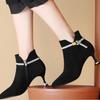 Black Heeled Female Short Shoes Autumn Winter Warm Pointed Toe Women's Ankle Boots Trend 2025 On Offer Hot Large Size Booties