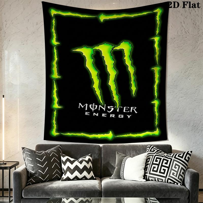 Monster Energy Wall Tapestry Aesthetic Wall Hanging Printed Fabric Blanket Decorative Tapestries for Bedroom Living Room Home Decor