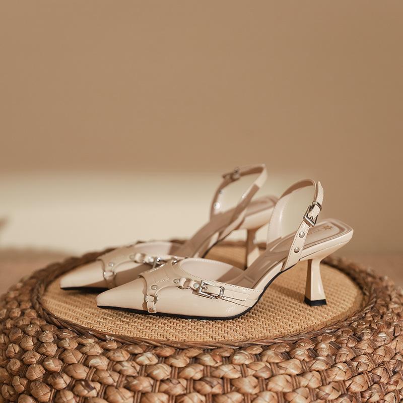 Huizhou Women's Shoes Summer Women's 2025 French High Heels Women's High-end Sense Empty Bag Head Women's Sandals Women's Side Empty