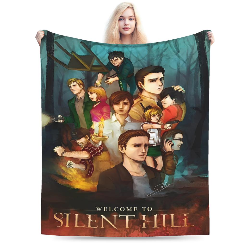 Warm BlanketGirls Boys Camping Silent Hill Throw Blanket Run Heather Flannel Bedspread For Bedroom Funny Sofa Bed Cover