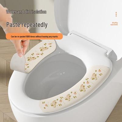 Niedliche Cartoon Waschbare Flanell Toilettensitzauflage mit Kleber und elektrostatischer Adsorption