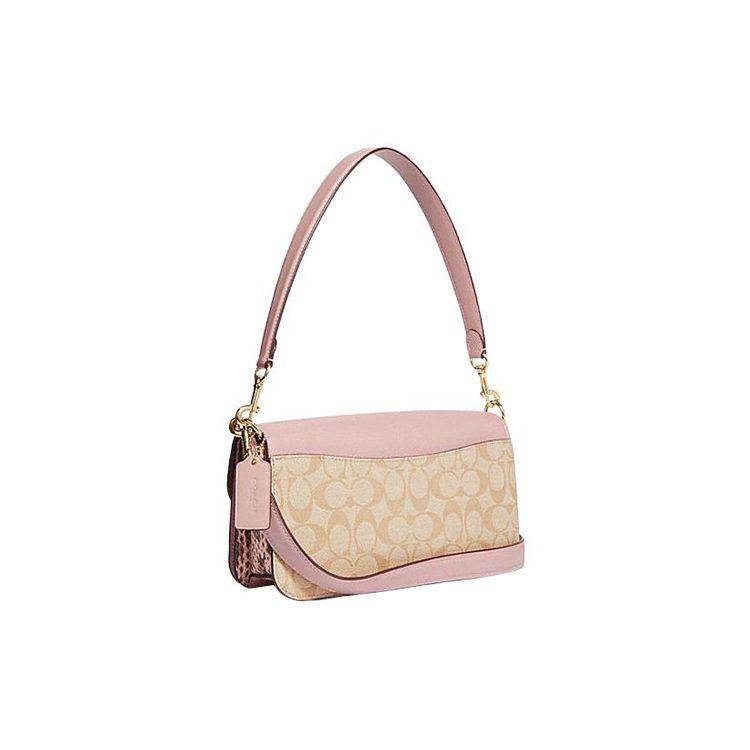 Coach Morgan 27 Removable Shoulder Strap Canvas And Leather Tote Shoulder Bag Large Women Bags Khaki Pink CE621-IMSWZ