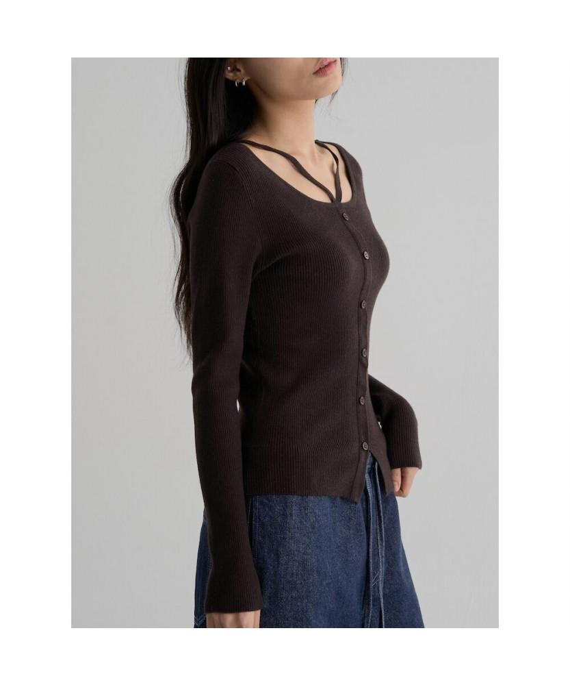 8SECONDS Rib Neck Strap Pullover Brown