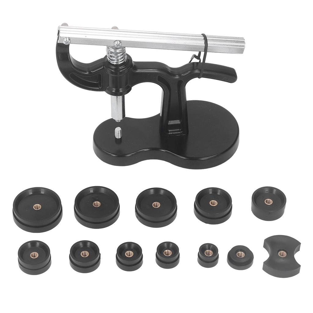 Prensa de Caixa de Relógio Braço de Mola Alça Antiderrapante Fechador de Tampa Traseira de Relógio com 12 Matrizes para Reparo