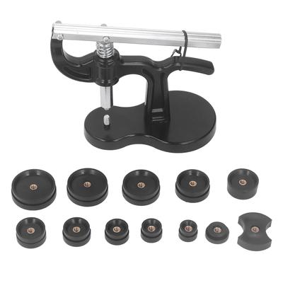 Watch Case Press Spring Arm Non Slip Handle Watch Back Case Closer with 12 Dies for Repair