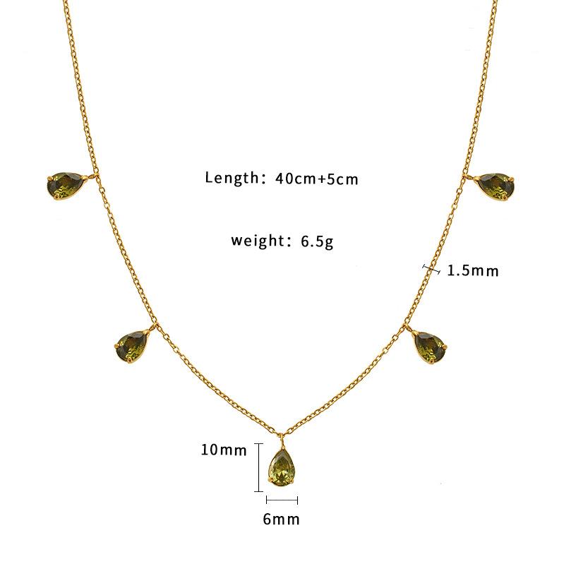 

Style Jewelry Design Sense Fashion Multi-Zircon Emerald 316 Pendant Necklace Collarbone Neck Chain