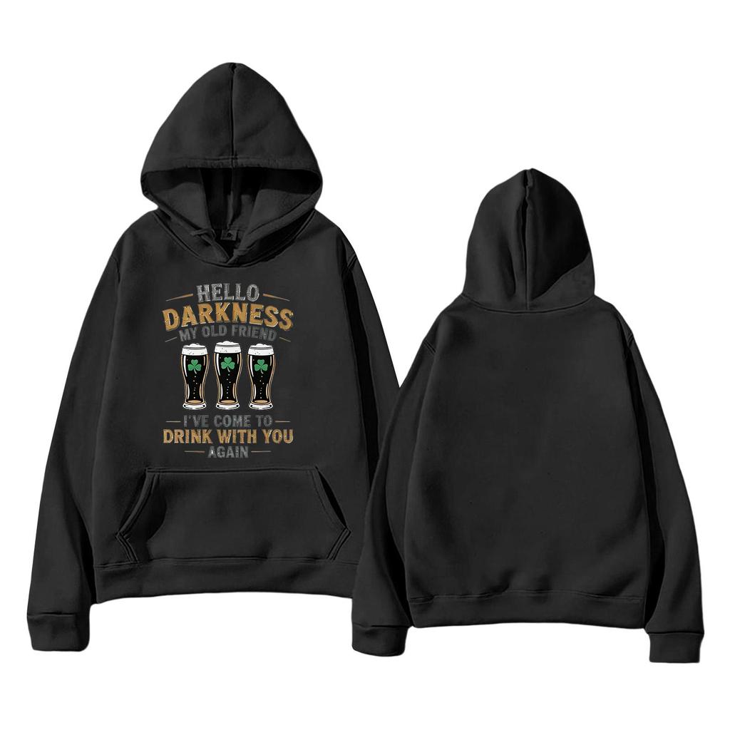 קפוצון קל משקל אופנתי יוניסקס עם שרוולים ארוכים וכיסים, מודפס