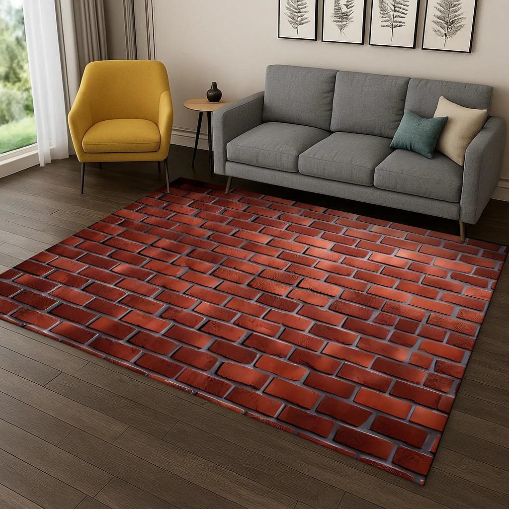 3D Brick Stone Building Carpet Wall Originality Printed Rug for Living Room Home Bedroom Doormat Decor Anti-slip Large Size Rug