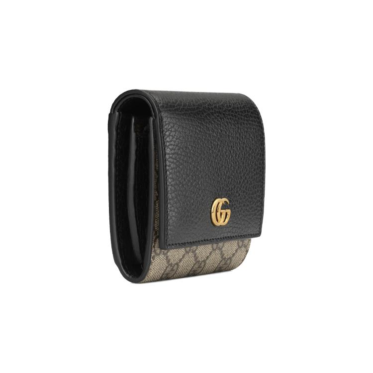 Gucci Carteira Feminina GG Marmont em Lona com Couro Ébano/Preto