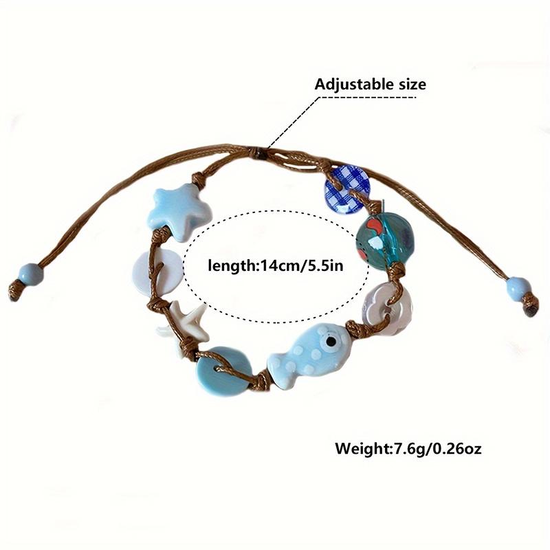 Summer Fresh Dopamine Color Beaded Cute Little Fish Bracelet with Adjustable Length Millennium Spicy Girl Fashion Accessories