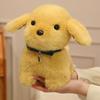 Cute Pet Puppy Plush Toys Delicate Handmade Sitting Pose Dog Doll Wearing Collar Lively Desktop Decor Warm Animal Throw Pillow