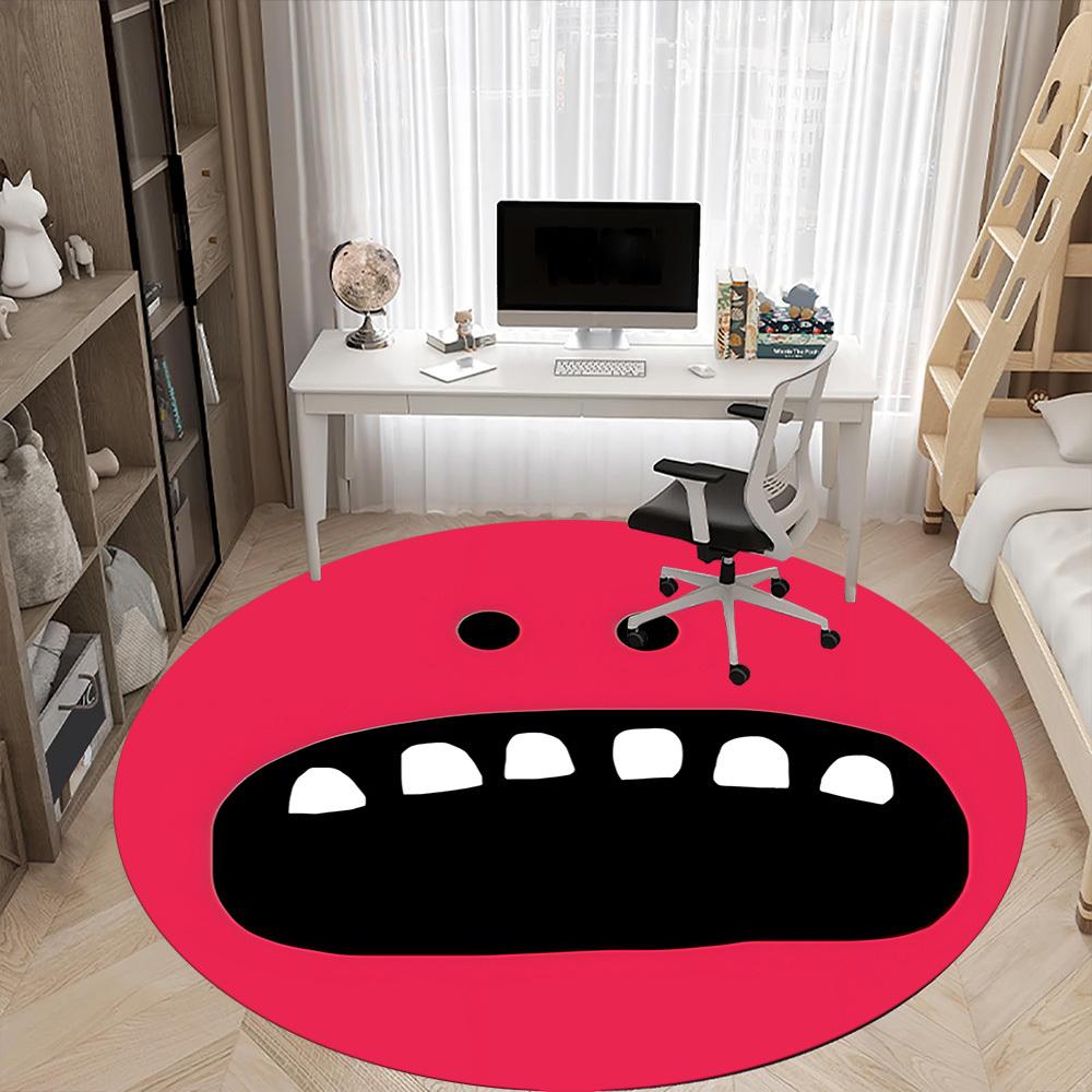 1pc Smile Teeth Office Round Area Rug, Under Office Chairs Bedroom Living Room Home Decor, Room Deco