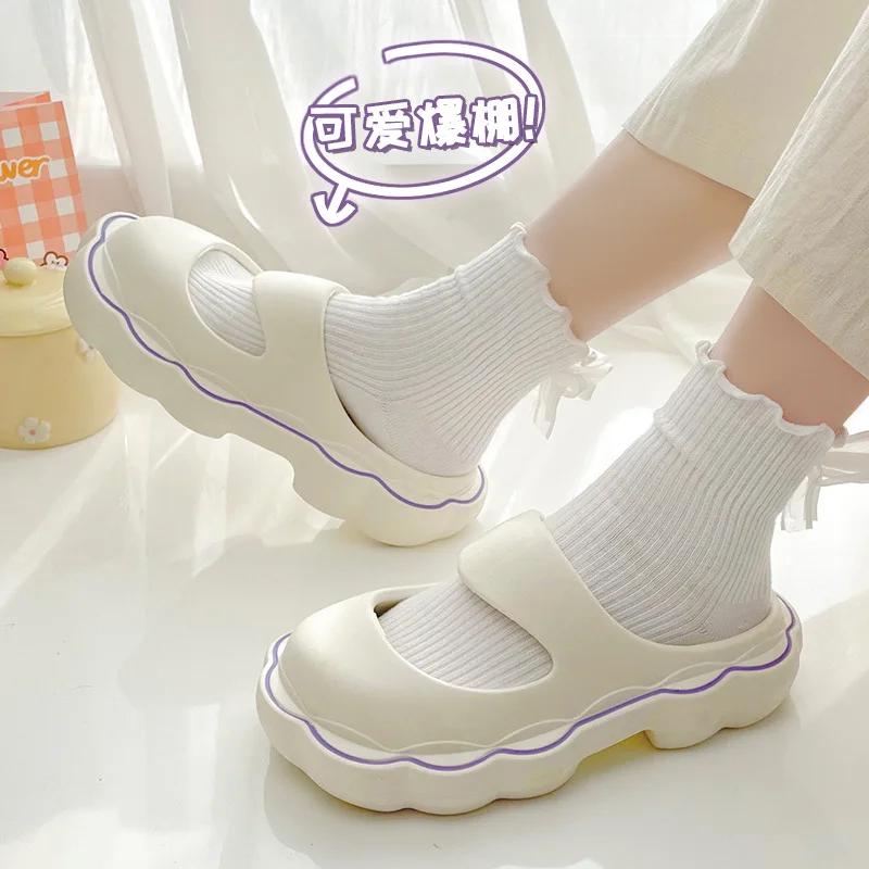 Fashion Women Summer Slippers Flower Cute Beach Mary Janes Sandals Eva Non Slip Outdoor Clouds Slides Mules Shoes Women Sandals