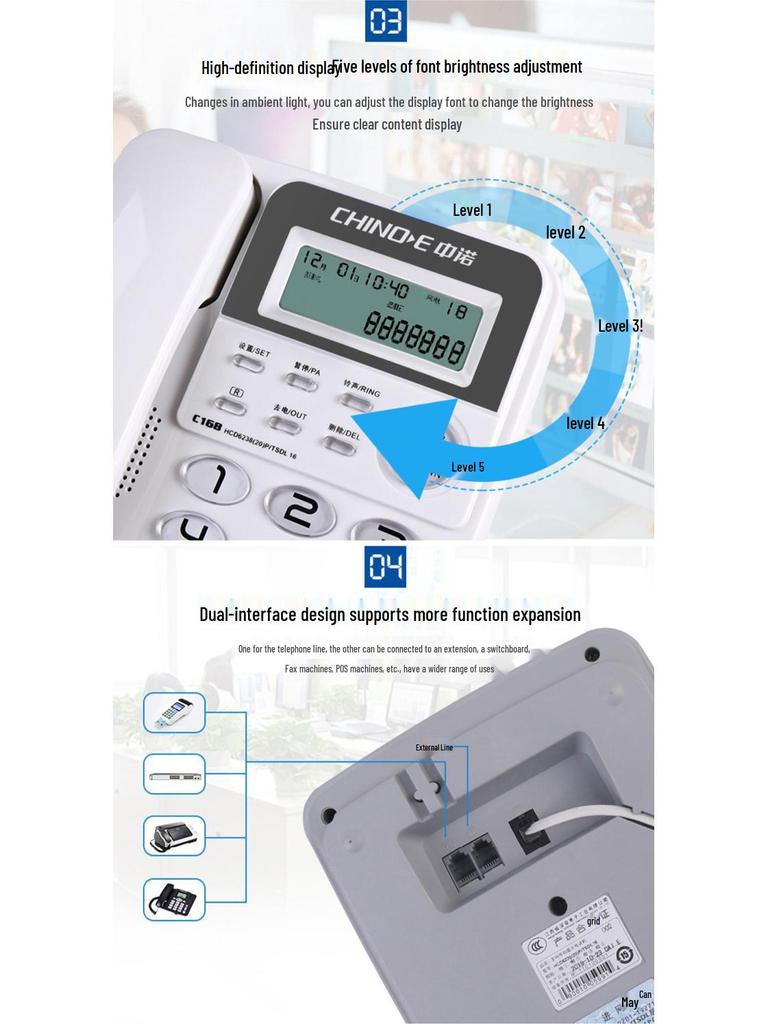 Zhongnuo C168 Caller ID Landline Phone for Home & Office