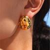 Hemispheric Stud Earrings In Stainless Steel 18k Gold Plated Inlaid With Multi Shiny Rhinestone Earring Ear Studs For Women