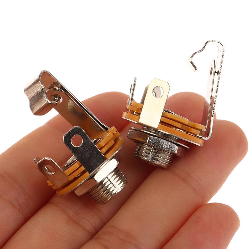 6.35 6.5 Mono Audio Cable Jack Plug Chassis Solder Adapter 5Pcs 6.35Mm 2 Pin Pole 1/4" Female Panel Mount Power Socket Connector