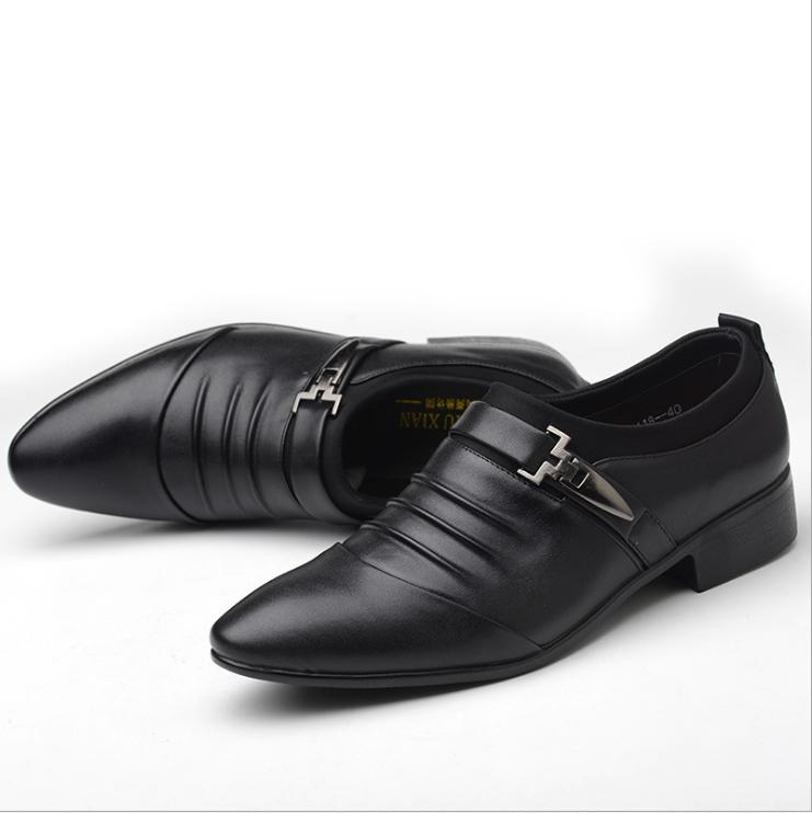 Summer Black Brown White Men Leather Shoes Mens Pointed Toe Dress Shoes High Quality Formal Slip On Hollow Out Sandals Man