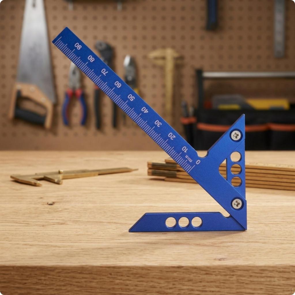 Carpenter Square Aluminum Alloy Layout Engraved Scale Triangular Ruler for Carpenters,