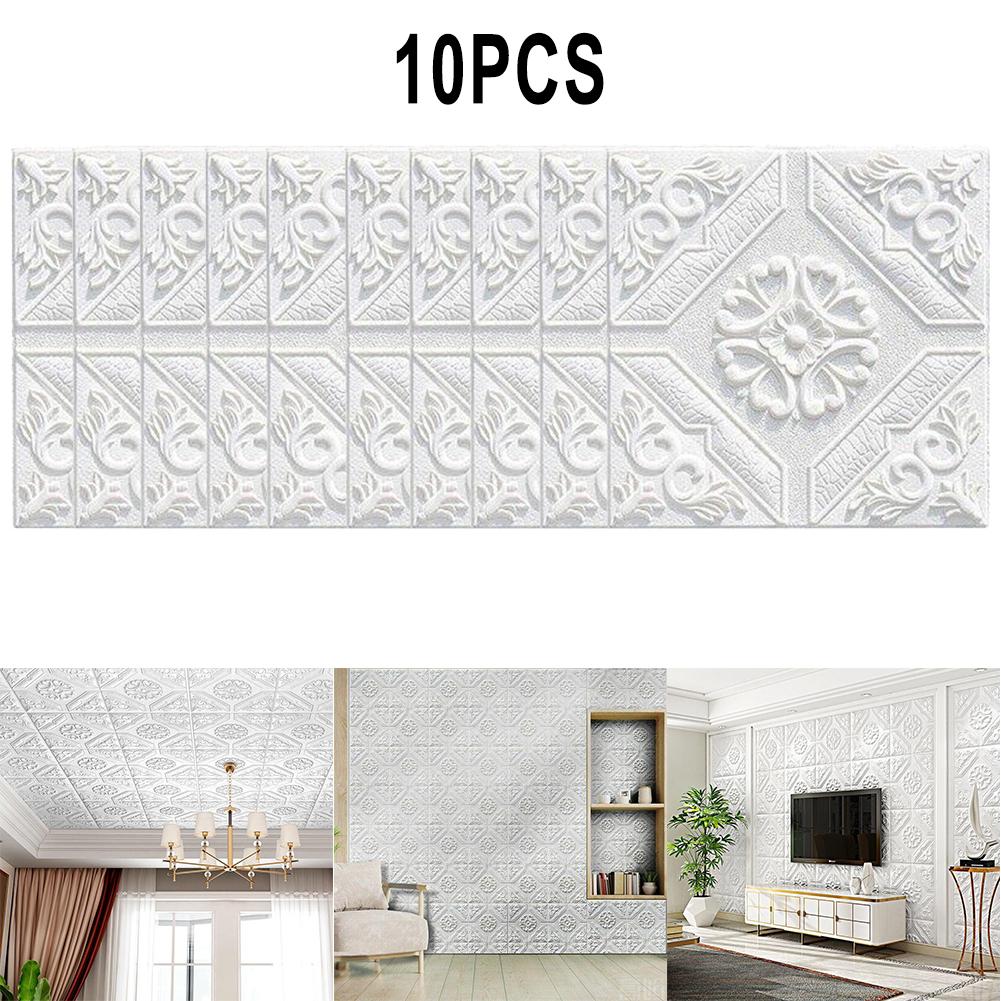 1/10PCS Self Adhesive Tile Brick Wall Sticker Self Adhesive Waterproof Foam Panel Home DIY Decor 3D Foam Panel 35x35cm