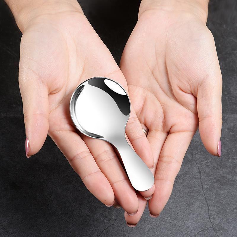 Creative Stainless Steel Short Handle Spoon for Rice, Ice Cream, and Soup - Portable, Cute, and Perfect for Kids
