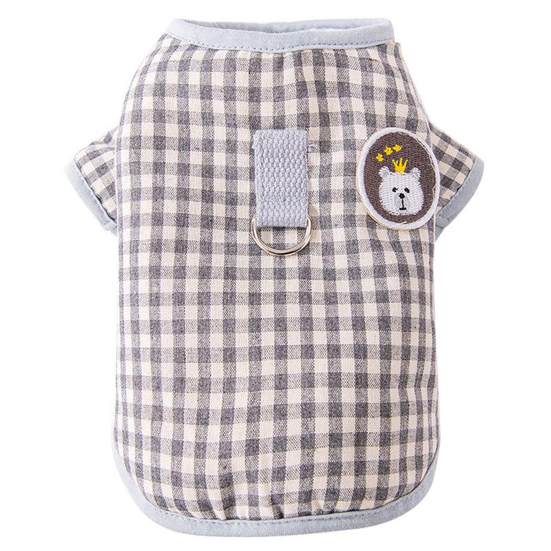 Cat clothes, autumn and winter, Japan and Korea, simple plaid can be pulled, cotton-padded clothes, puppies, dogs, two feet, pet cat clothes