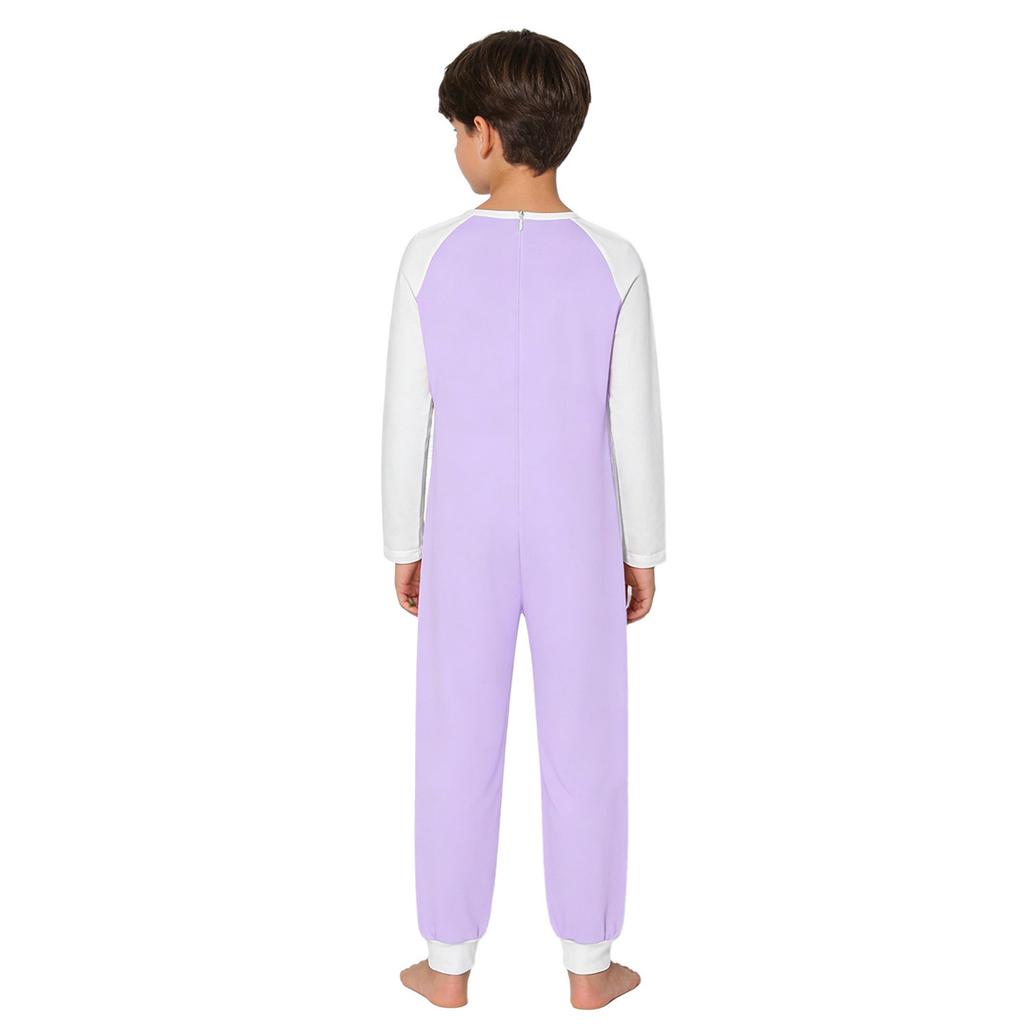 Mono Adaptativo Unisex para Niños con Necesidades Especiales, Bloque de Color, Cuello Redondo, Manga Larga, Espalda Anti-Tirones, Cremallera Trasera Invisible, Body para el Cuidado Diario