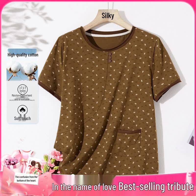 SIFONE Women s Vintage Floral Print Cotton Blend T-Shirt 2XL