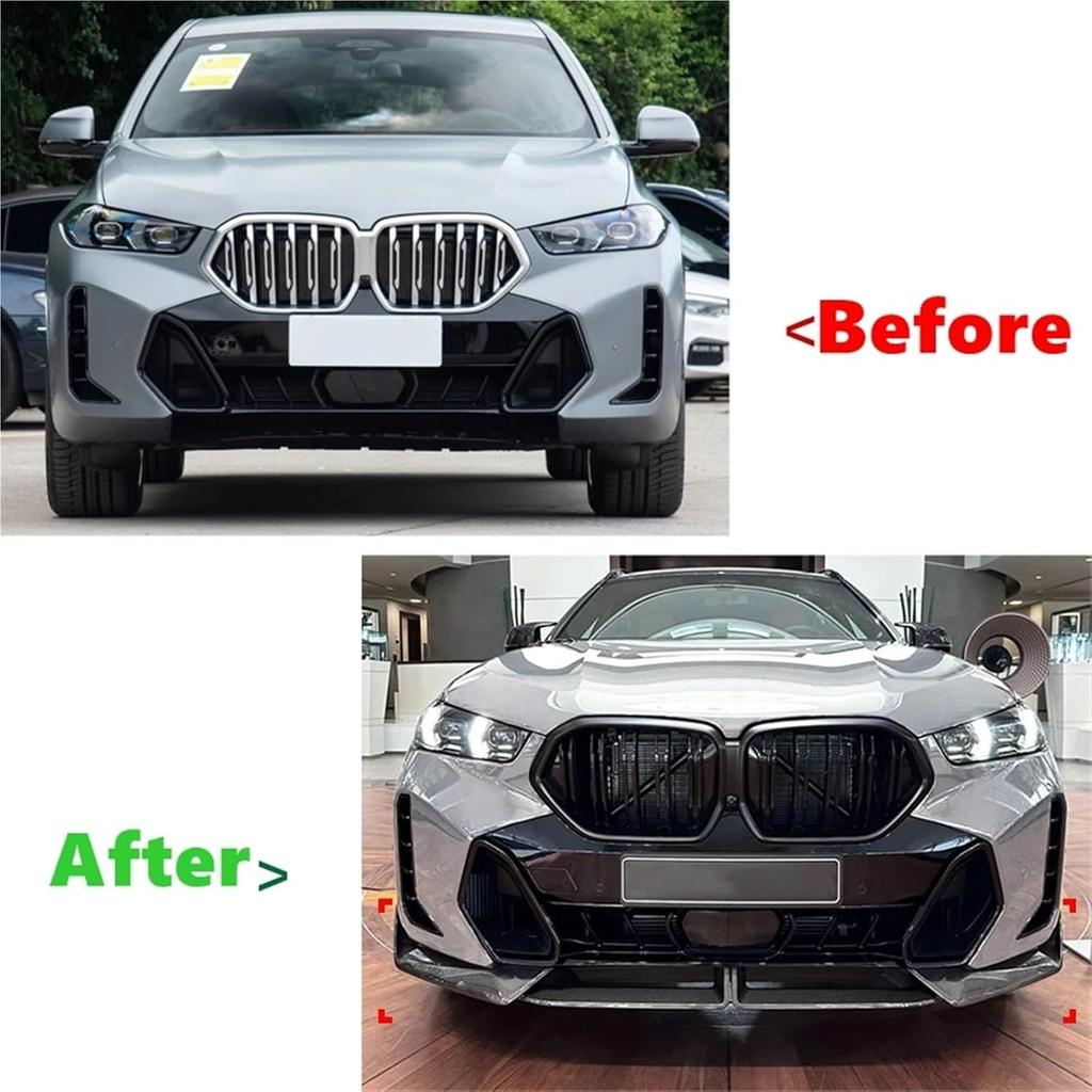 Compatible For BMW 6 Series X6 G06 LCI M Sport 2023 2024 2025 Front Bumper Lip Spoiler ABS Protector Lower Blade Splitter Car Styling(Carbon Fiber