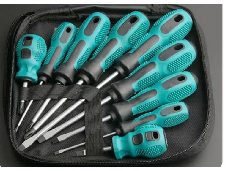 9-Piece Insulated Screwdriver Set: Cross-head & Flat-head, Voltage-resistant for Home Renovation