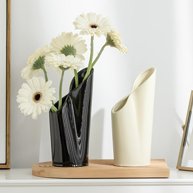 Ceramic Vase Set Minimalist Off-White Boho Pampas Flower Vase, Matte Grainy Texture Bookshlef Vases For Ins Style Home Decor