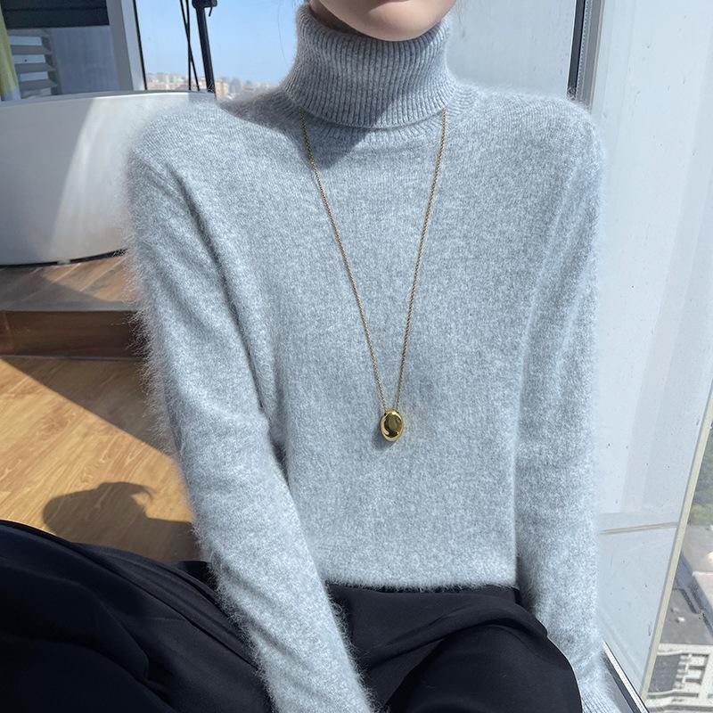 2025 A/W Women's High Neck Loose Knit Mink Velvet Cashmere Sweater