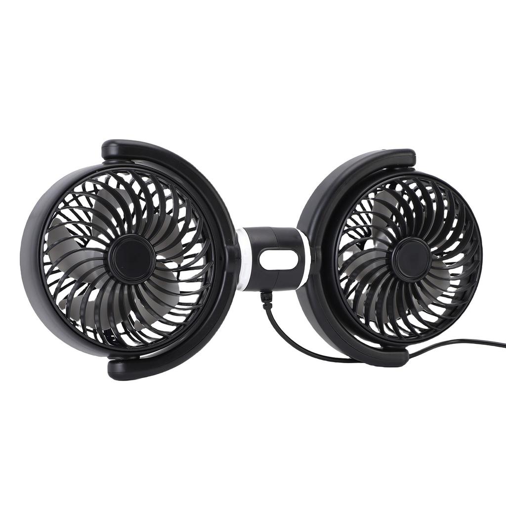 USB Car Cooling Fans for Backseat Dual Head Car Fan 360 Degree Rotatable Vehicle Rear Headrest Fans Electric Air