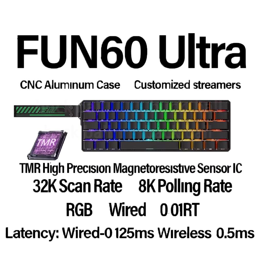 Monsgeek Fun60 Magnetic Switch Keyboard Tri Mode  Wireless Mechanical Keyboard Custom 8KHz RT0.01 Magnetic Keyboard PC Accessory