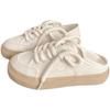 High-value 2025 summer and autumn Korean version of ulzzang retro platform canvas shoes for women to step on and wear two lazy board shoes for women