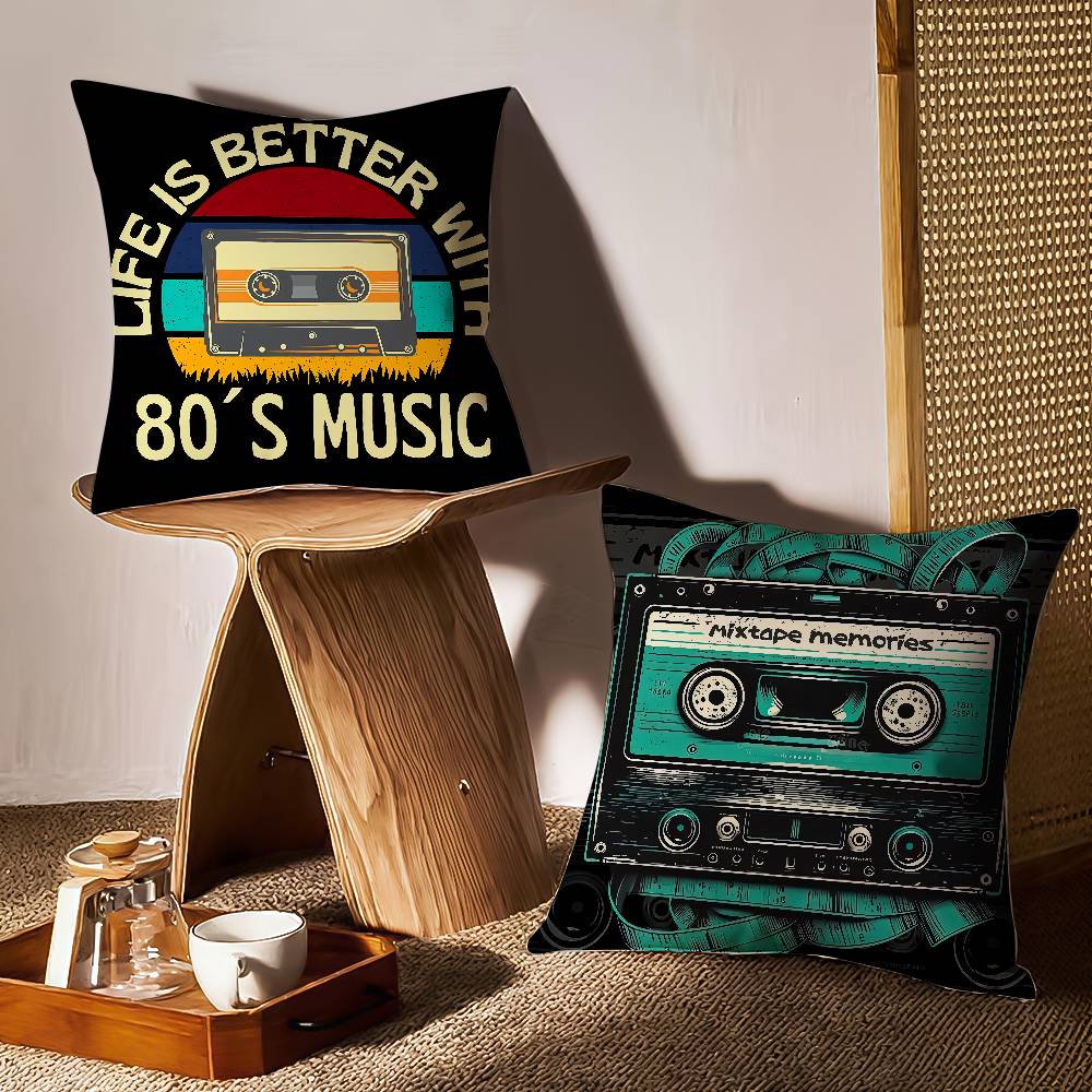 Kassettenband Kissenbezug Sofa und Wohnzimmer Dekorative Kissenbezüge Staubdicht und Milbendicht Unsichtbarer Reißverschluss