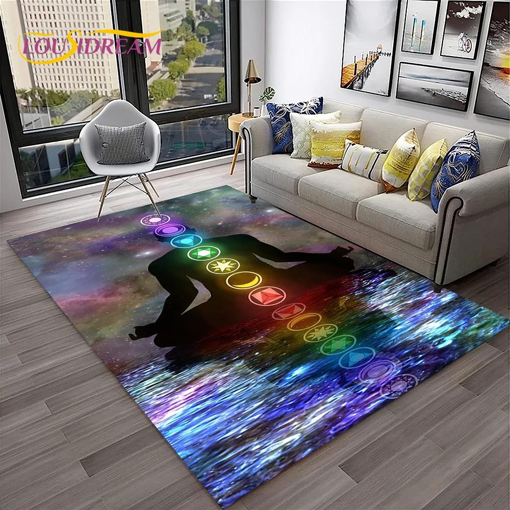 Naturalize Yoga Meditatie Regenboog 7 Chakra Zacht Tapijt Kleed voor Huis Woonkamer Slaapkamer Bank Deurmat Decor, Antislip Vloermat