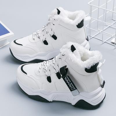 Winter Woman Boots 2024 New Fashion Lace Up Sports Shoes Korean Women High Top Warm Cotton Casual Shoes