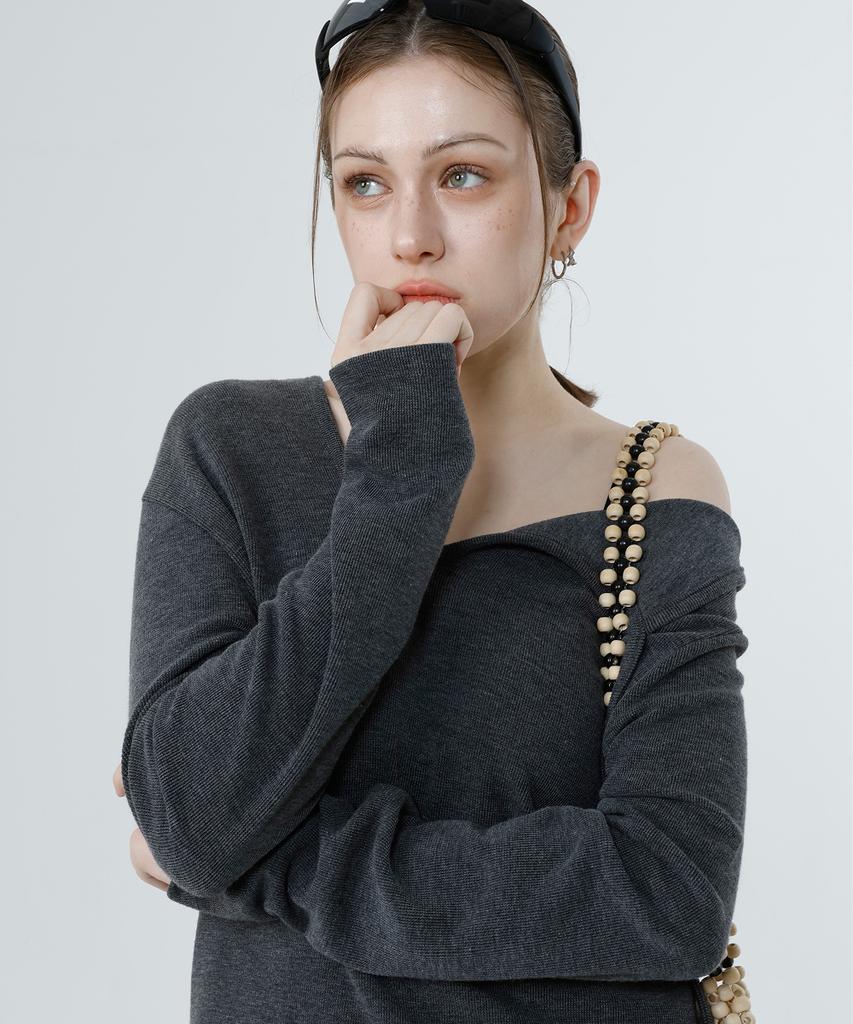 LOVENTINA Slit Off-Top_Melange Grey